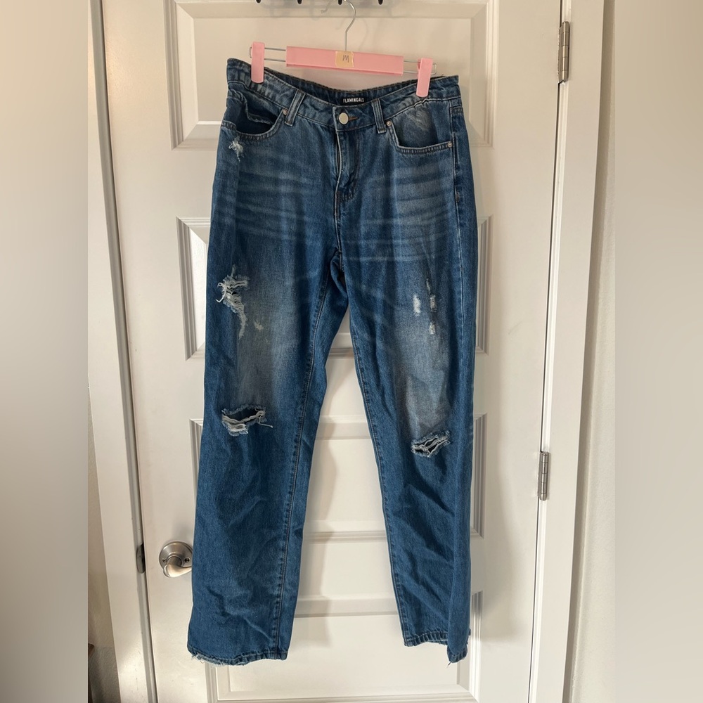 Flamingals Distressed Blue Jeans